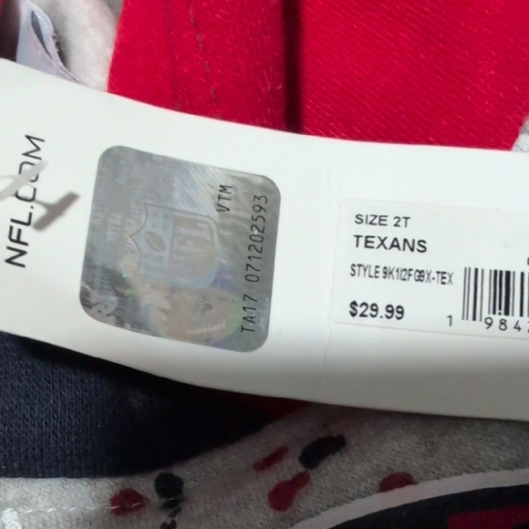 Team Apparel Houston Football Kids Hoodie - Red, Gray, and Blue - Picture 3 of 3